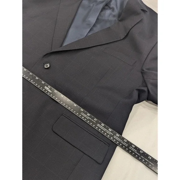 Jos. A Bank Blazer Coat Sport‎ Jacket Cashmere Wool Windowpane Black 50R 52